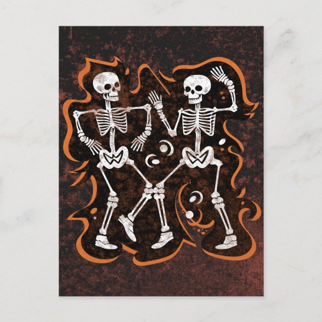Carte Postale Skeletons de danse d'Halloween (Devant)
