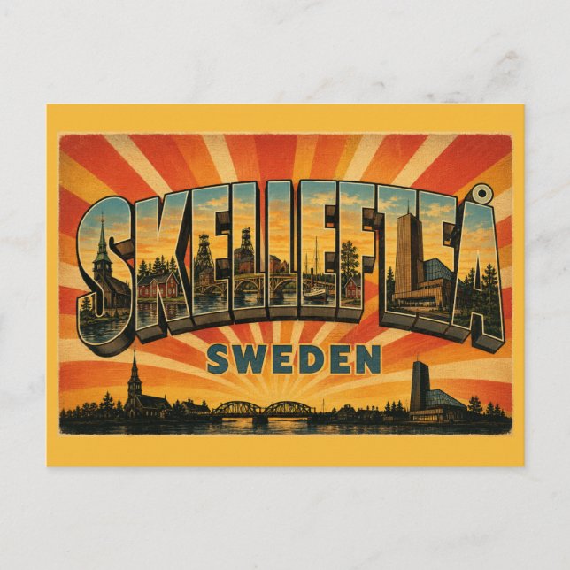Carte Postale Skellefteå Suède Rivière & Culture (Devant)