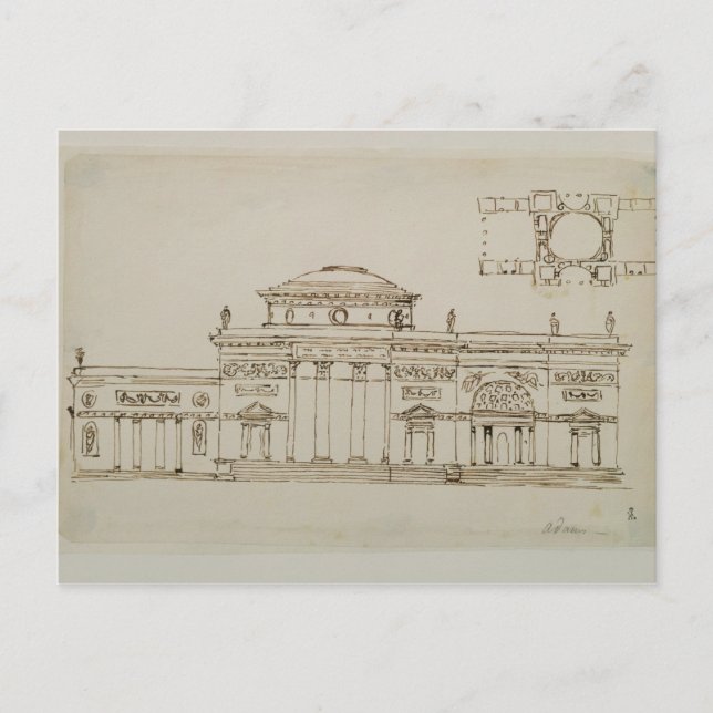 Carte Postale Sketched design for a domed building (pen & ink) (Devant)