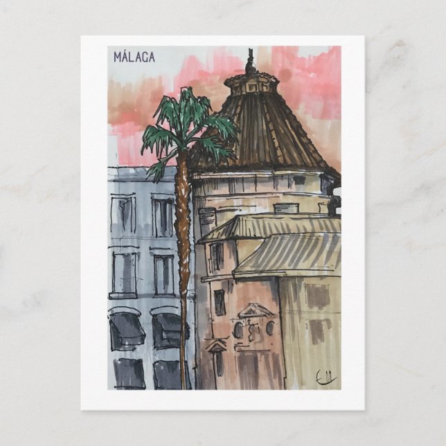 Carte Postale Skethchbook pages. Málaga. Markers (Devant)