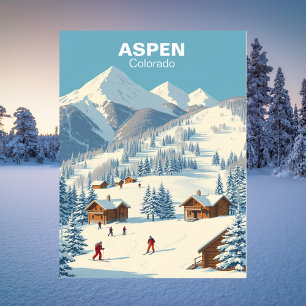 Carte Postale Ski à Aspen, Colorado Voyage Rétro