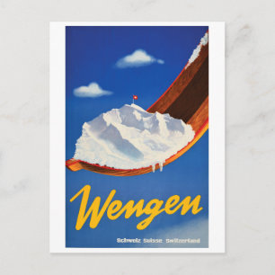 Carte Postale Ski à Wengen, Suisse