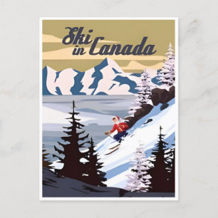 Carte Postale Ski au Canada Tourisme vintage