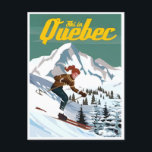 Carte Postale ski au Québec Canada Vintage voyage illustration<br><div class="desc">vintage,  rétro,  voyage,  moderne,  aquarelle,  classique,  Québec,  Canada,  ski au québec,  illustration, </div>