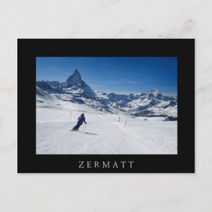 Carte Postale Ski avec Mont Matterhorn à Zermatt, Suisse