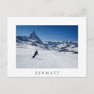 Carte Postale Ski avec Mont Matterhorn à Zermatt, Suisse