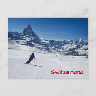 Carte Postale Ski avec Mont Matterhorn à Zermatt, Suisse
