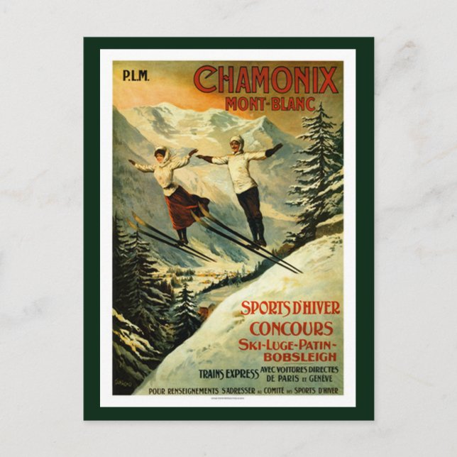 Carte Postale Ski Chamonix vintage (Devant)