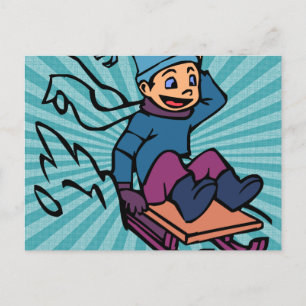 Carte Postale Ski de fond coloré amateurs de ski spo hiver