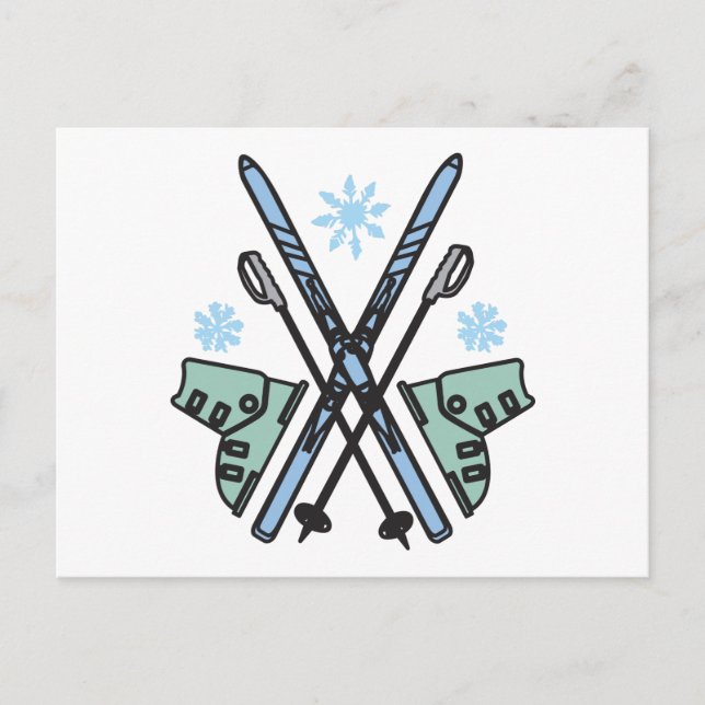 Carte Postale Ski De Neige (Devant)