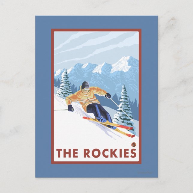 Carte Postale Ski De Neige - Les Rocheuses (Devant)