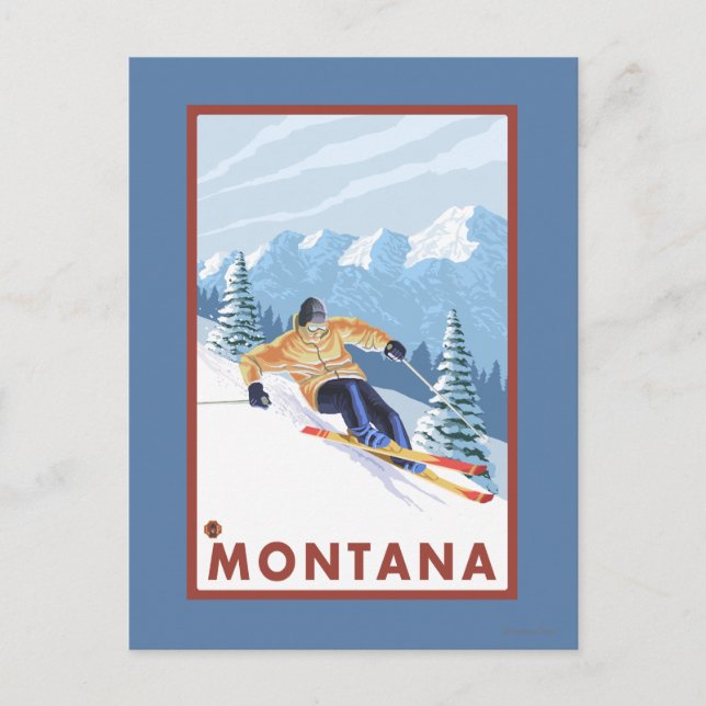 Carte Postale Ski de neige - Montana (Devant)