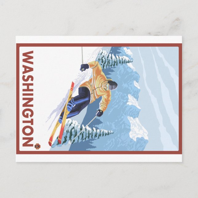 Carte Postale Ski de neige - Washington (Devant)