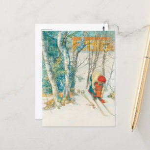 Carte Postale Ski d'hiver par Carl Larsson