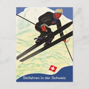 Carte Postale Ski en Suisse
