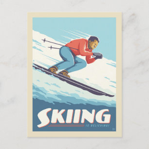 Carte Postale Ski est croire Retro Print