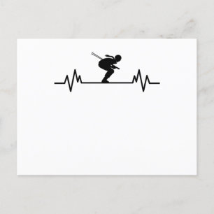 Carte Postale Ski Heartbeat Ski Fun Sports d'hiver pistes Cadeau