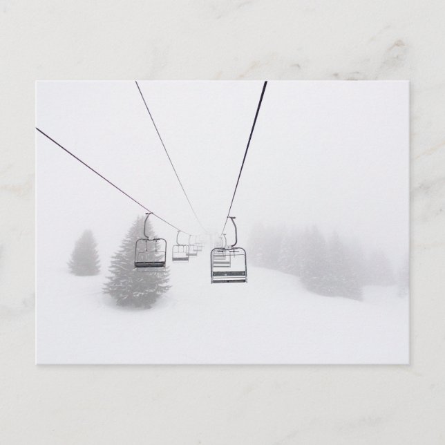 Carte Postale Ski Lifts in Blizzard Postcard. (Devant)