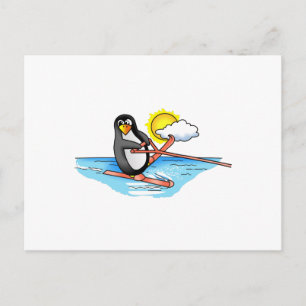 CARTE POSTALE SKI NAUTIQUE DE PENGUIN