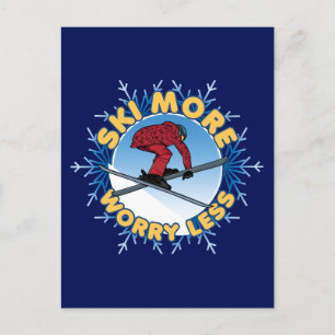 Carte Postale Ski Plus Inquiète Moins Citation de ski