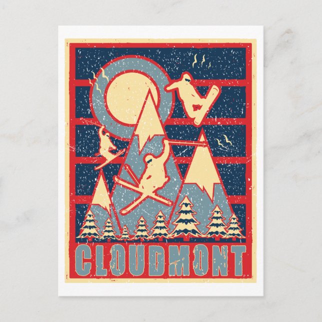 Carte Postale Ski Retro Cloudmont 80s (Devant)