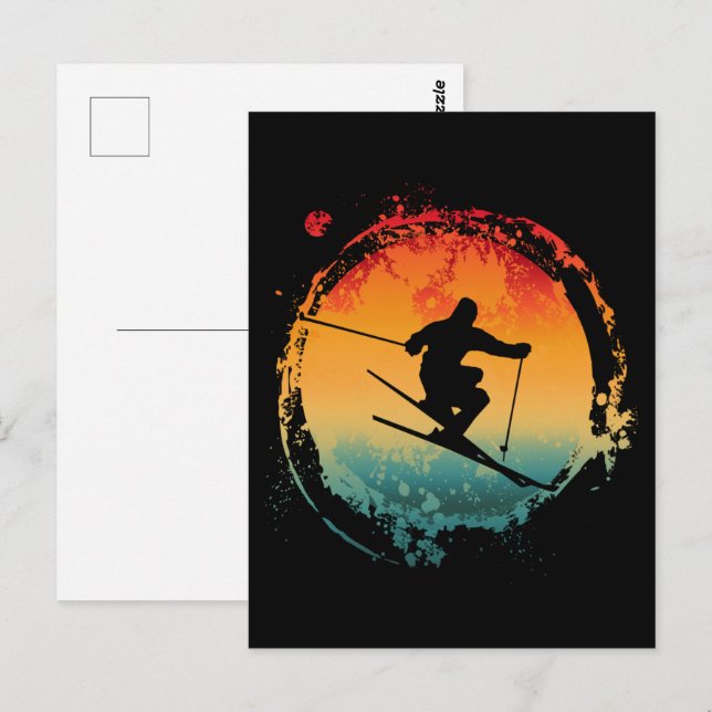 CARTE POSTALE SKI RETRO VINTAGE  (Devant / Derrière)