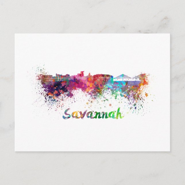 Carte Postale Ski Savannah en aquarelle (Devant)