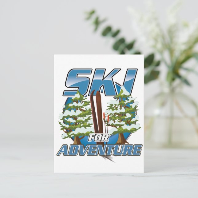Carte Postale Ski USA Pour le logo aventure. (Debout devant)