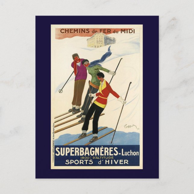 Carte Postale Ski vintage (Devant)
