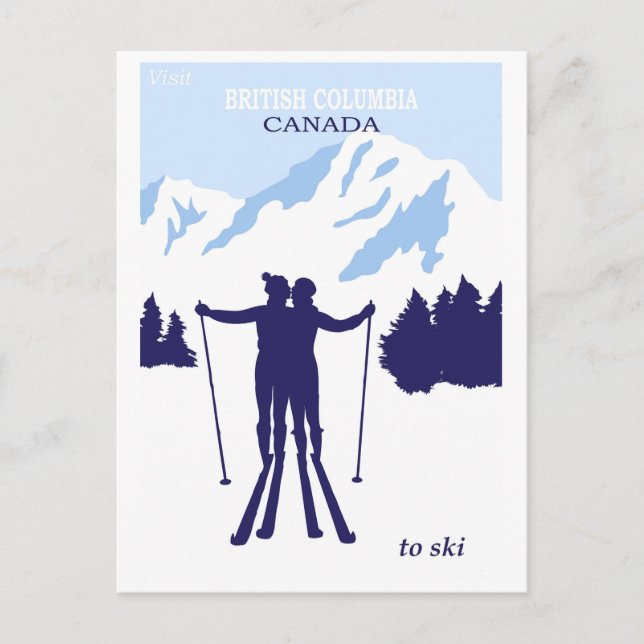 Carte Postale Ski vintage Canada Colombie-Britannique Voyage (Devant)