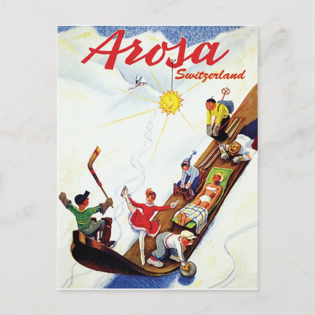 Carte Postale Skier à Arosa, Suisse (Devant)