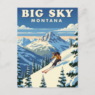 Carte Postale Skier dans Big Sky Montana Travel