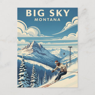 Carte Postale Skier dans Big Sky Montana Travel