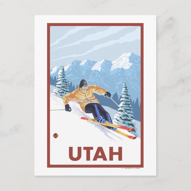 Carte Postale Skier de neige en descente Utah (Devant)