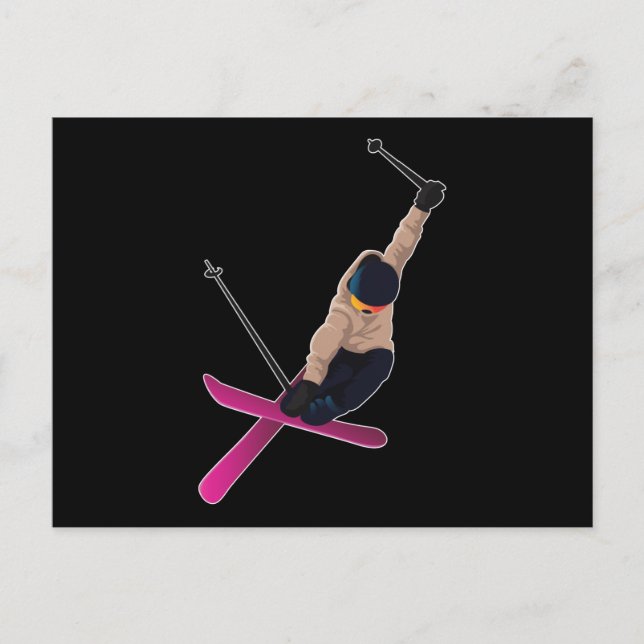 Carte Postale Skier ski snowboard sport cadeau sports d'hiver (Devant)