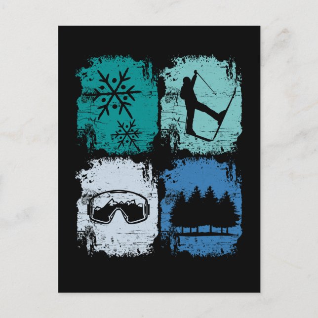 Carte Postale Skieurs Ski Sports d'hiver (Devant)