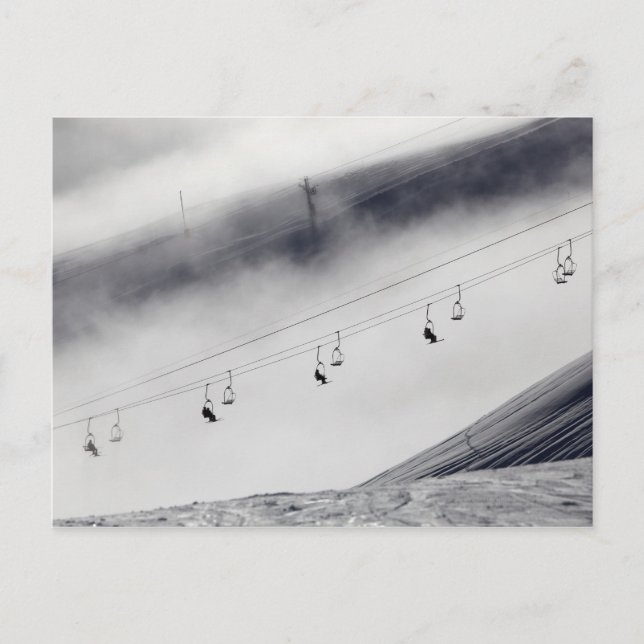 Carte Postale Skieurs sur télésiège (Devant)