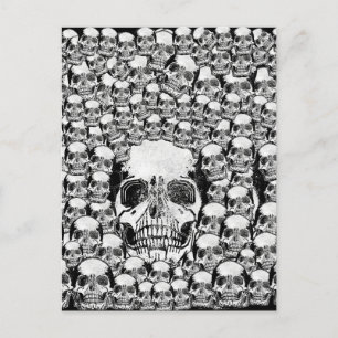 CARTE POSTALE SKULLS MORT MORT SKELETON NOIR BLANC NOIR