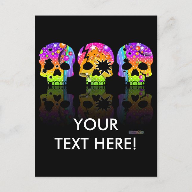 Carte postale - SKULLS POP ART (Devant)