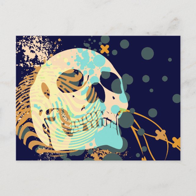 Carte Postale skullz, avec des bulles. (Devant)