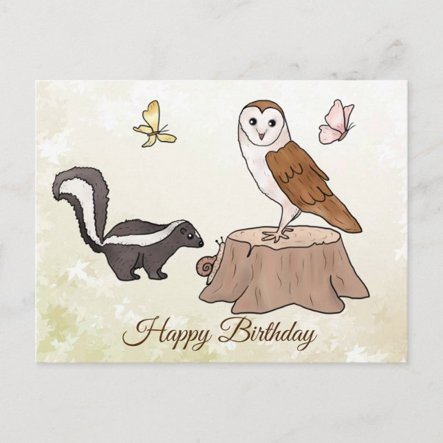 Carte Postale Skunk und Eule  (Devant)