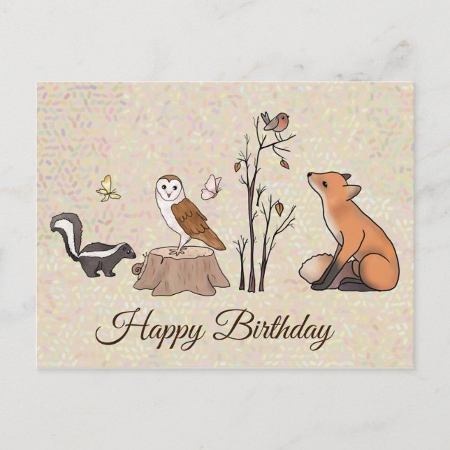 Carte Postale Skunk und Eule Postkarte (Devant)