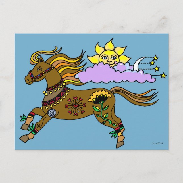 Carte Postale Sky Pony Art populaire ukrainien (Devant)