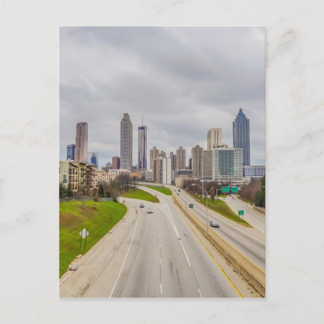 Carte Postale Skyline Atlanta sur l'autoroute (Devant)