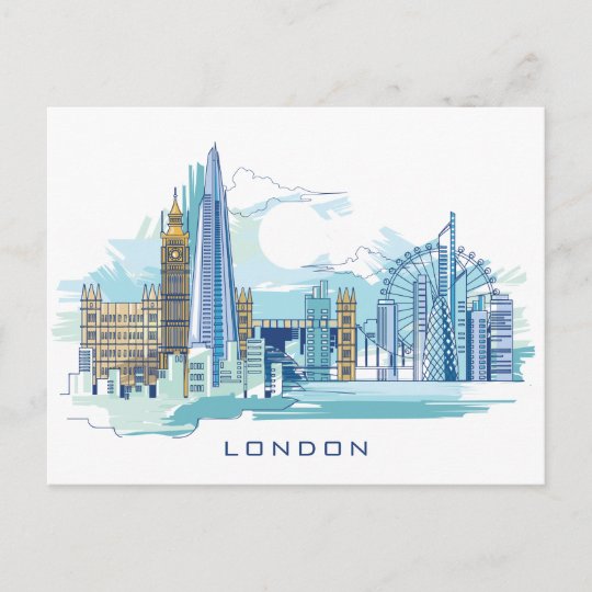Carte Postale Skyline Blue City Londres Angleterre Zazzle Fr Carte Postale Skyline Blue City Londres Angleterre Zazzle Fr