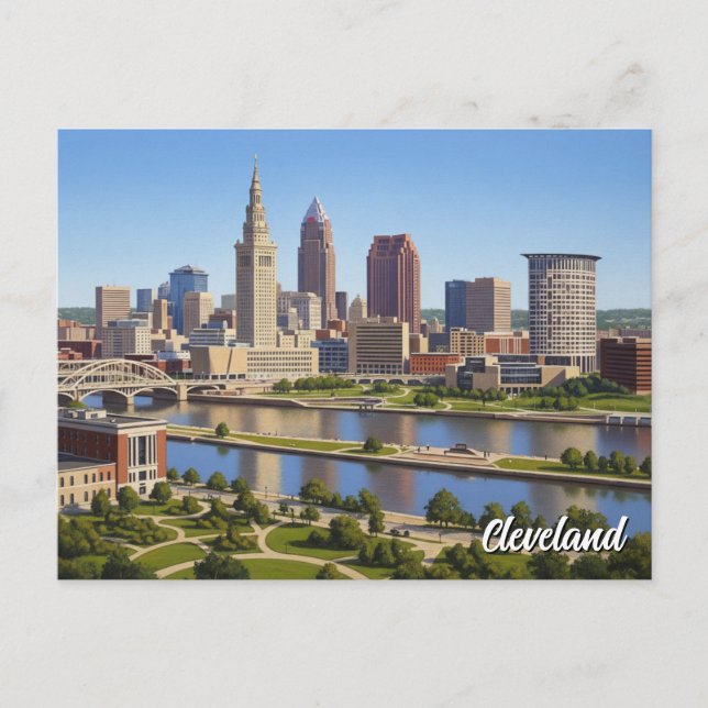 Carte Postale Skyline Cleveland Ohio (Devant)