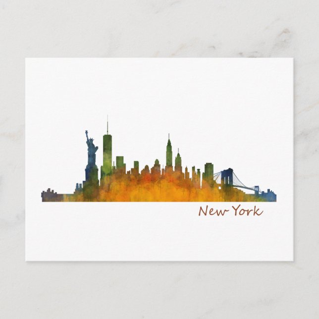 Carte Postale Skyline couleur New York (Devant)