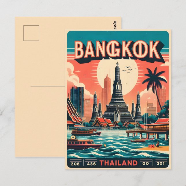 Carte Postale Skyline de Bangkok - Thailande cadeaux de voyage (Devant / Derrière)