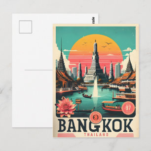 Carte Postale Skyline de Bangkok - Thailande cadeaux de voyage