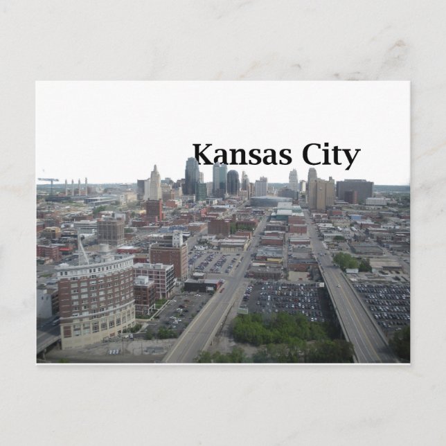 Carte Postale Skyline de Kansas City avec Kansas City dans le ci (Devant)
